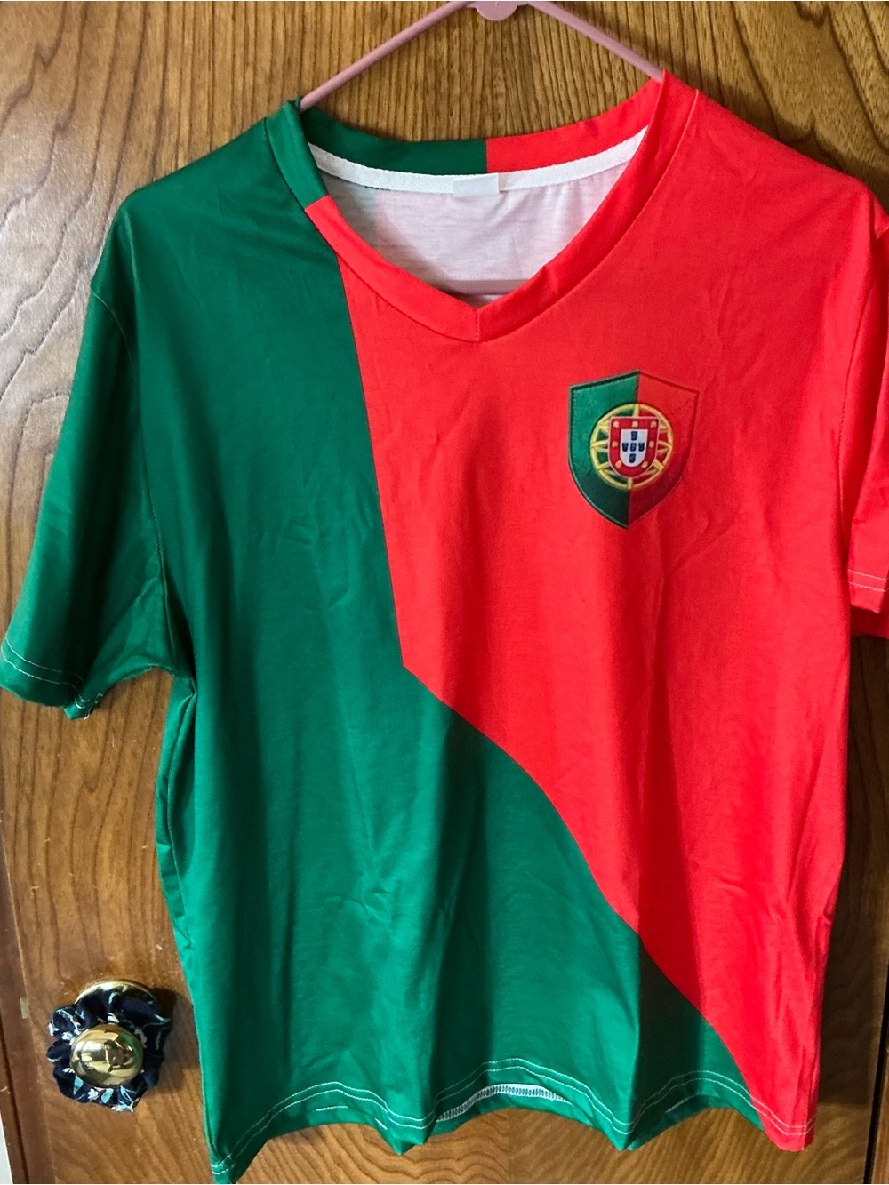 Mens Portugal-Inspired Red & Green Soccer Tee